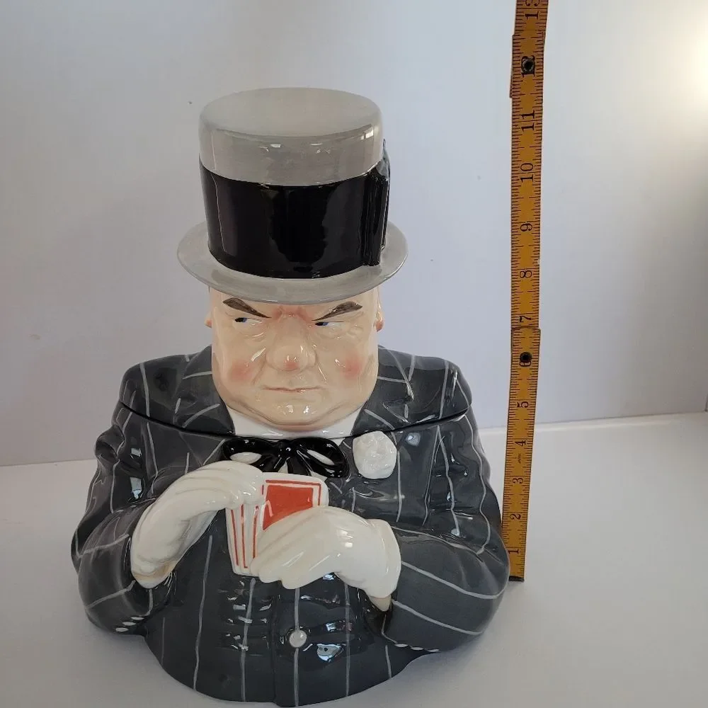 Vintage W.C. Fields Playing Cards collectible cookie jar by Clay Art